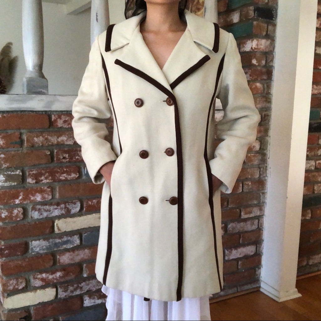 Vintage 1970s Mod Fleece Lined Trench Parka Coat